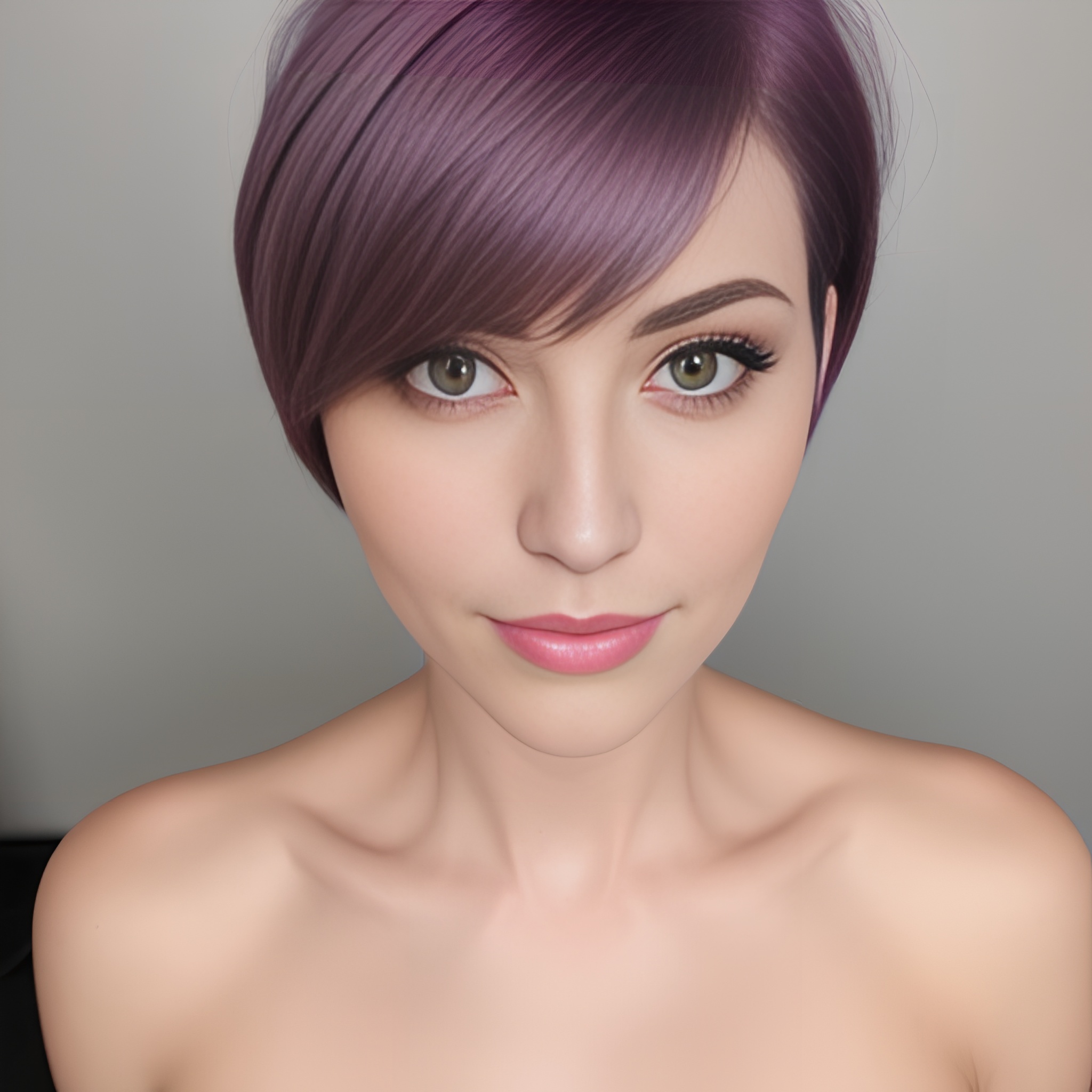 purple hair pixie hot woma