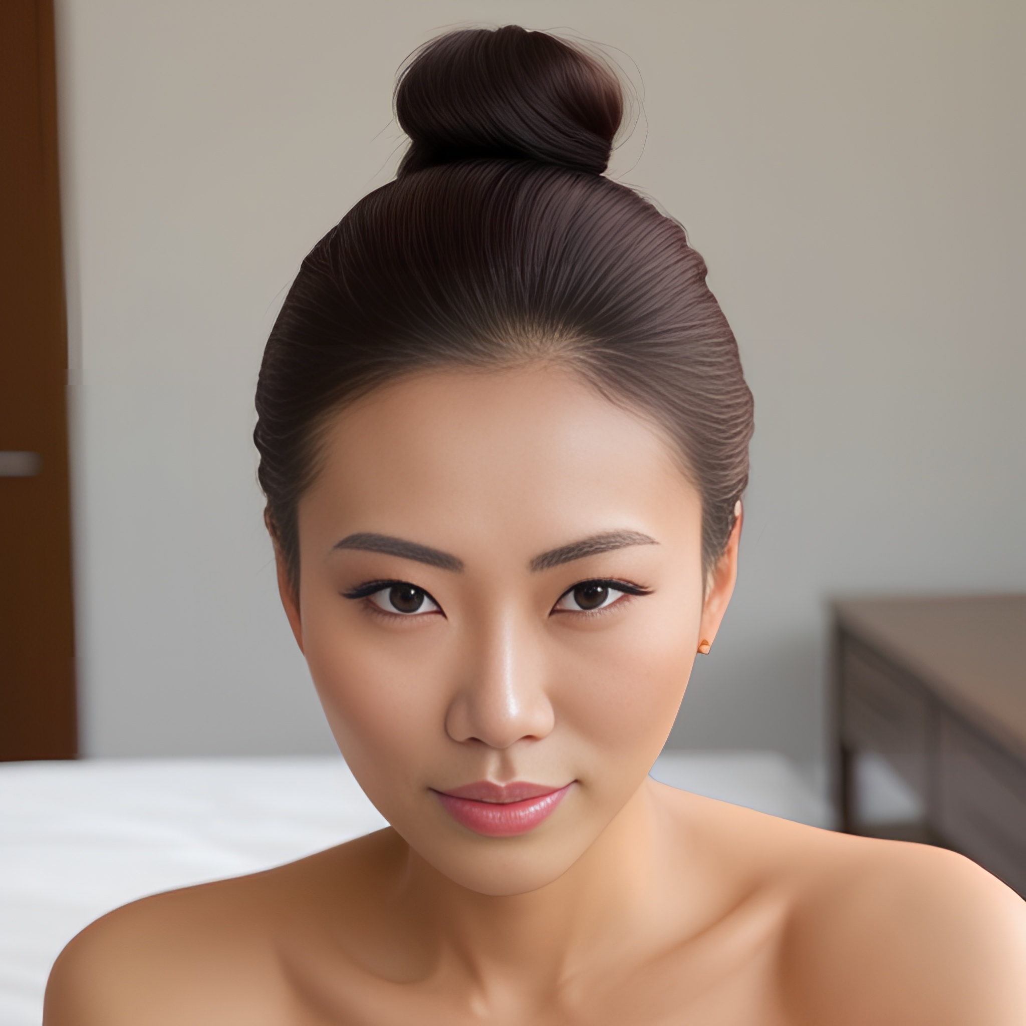 hair bun indonesian sexy woma