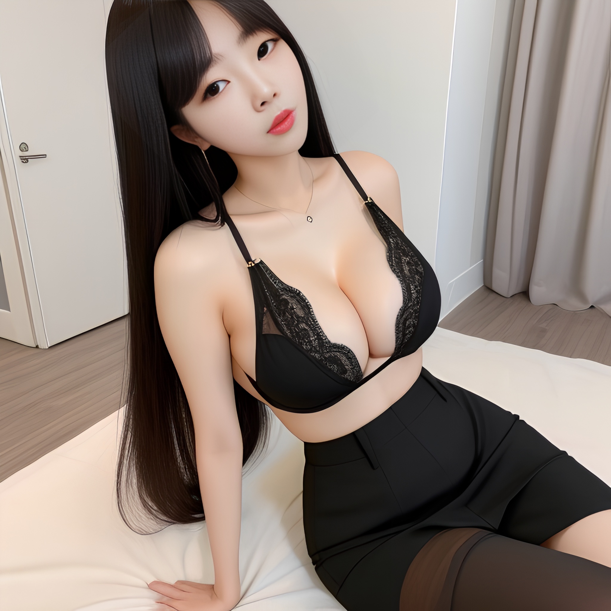 black hair korean hot woma